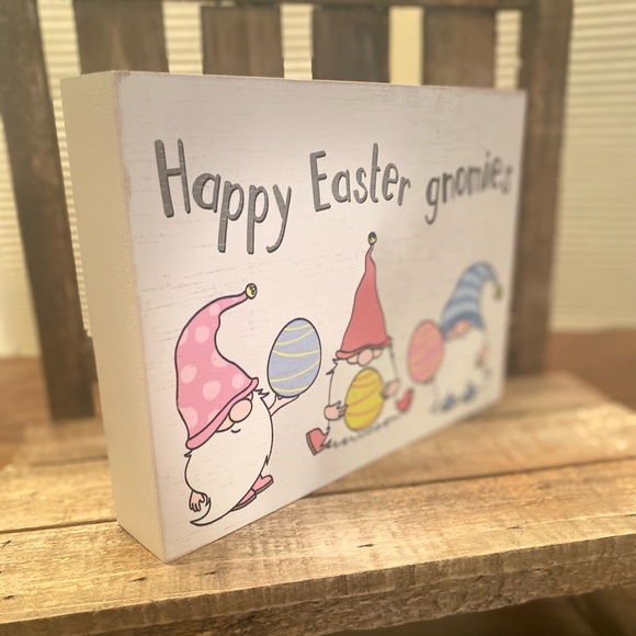 Easter Gnome Wood Sign, Happy Easter Gnomies, Easter Tier Tray or Wall Decor - Picture 4 of 16